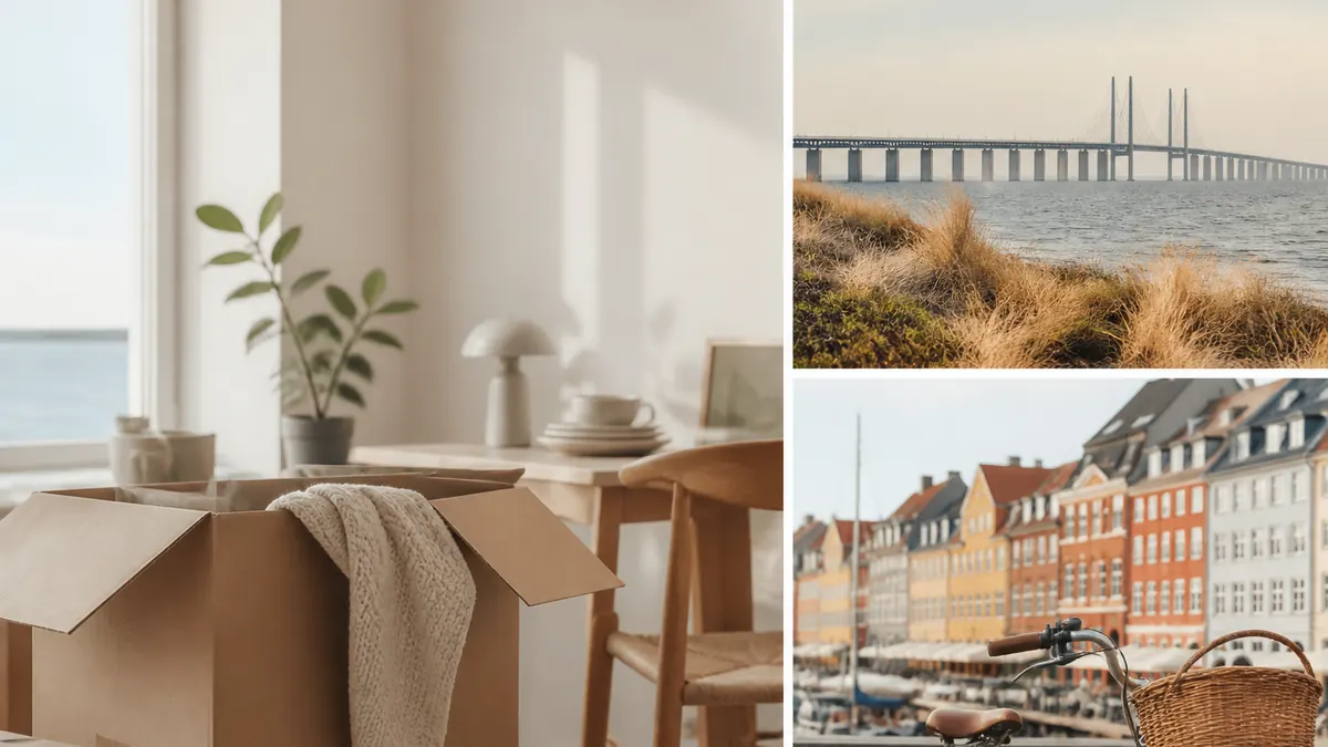 Flytta till Danmark från Sverige – illustration till guide om Ska du flytta till Danmark? Så anmäler du flytten till Skatteverket, registrer