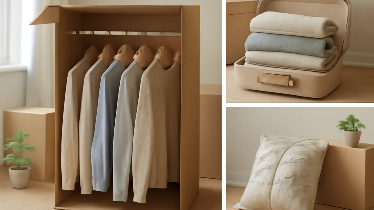 Packa kläder inför flytt – illustration till guide
